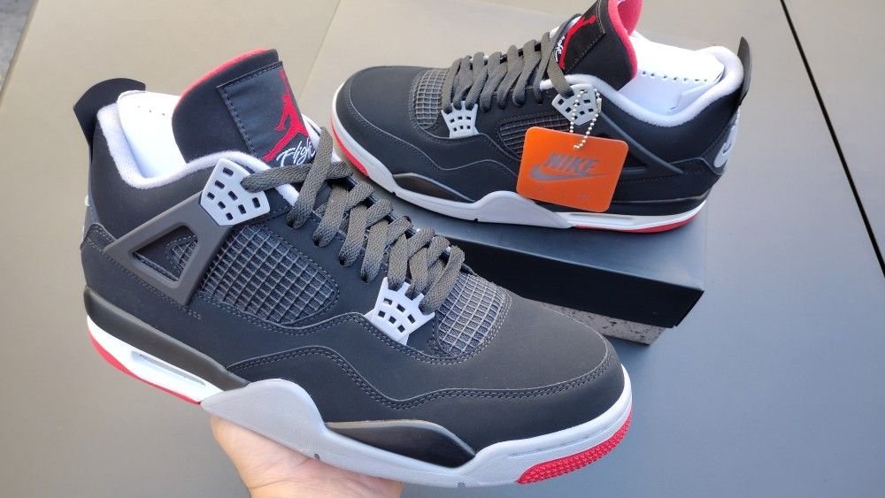 Brand New Air Jordan 4 Black, Cement Gray and Red , Bred 4, Size 11 From Nike, 308497 060