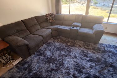 Gray Fabric Sectional Sofa with 2 Recliners