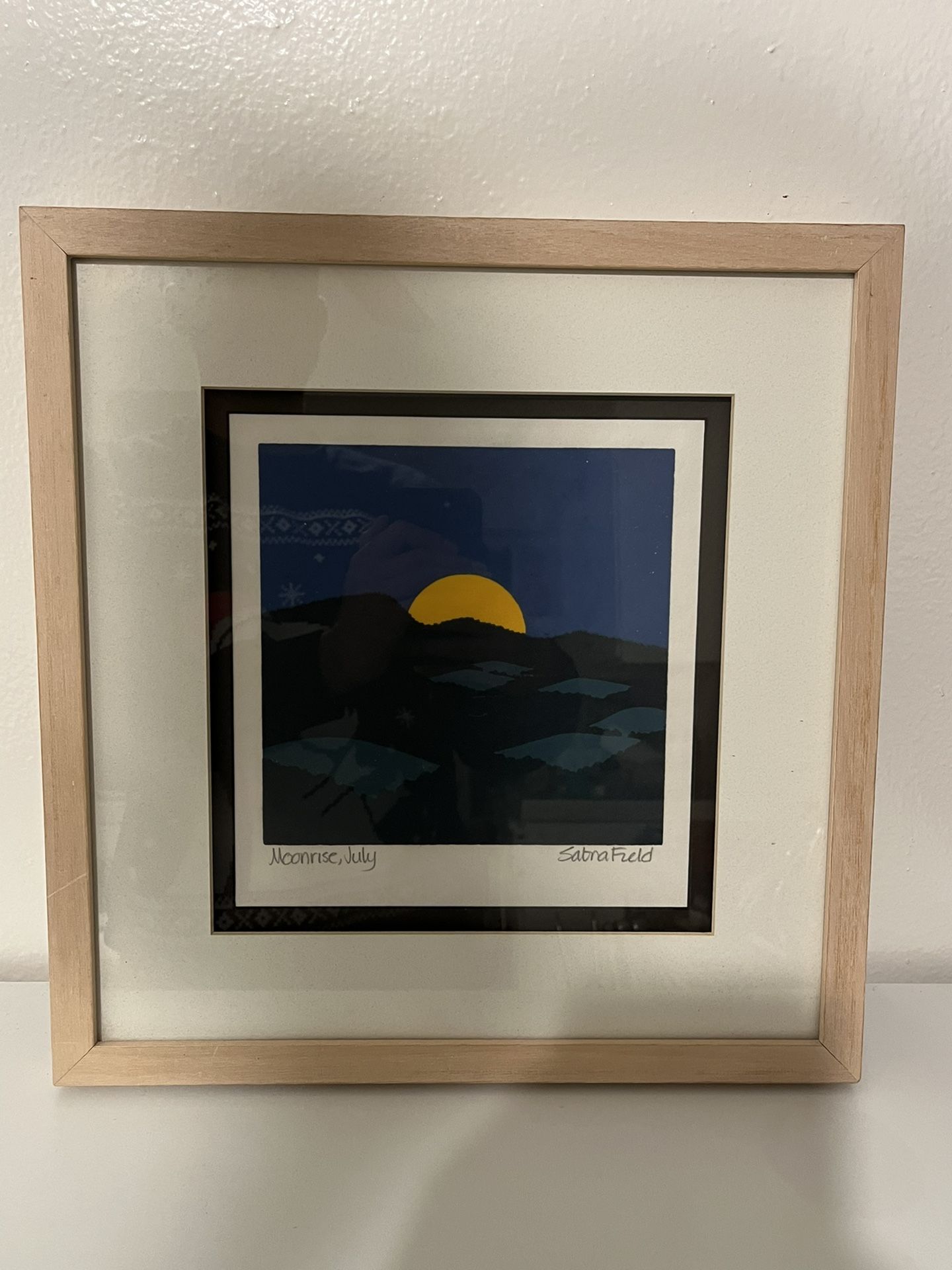 Original Sabra Field Woodcut Print “Moonrise, July”