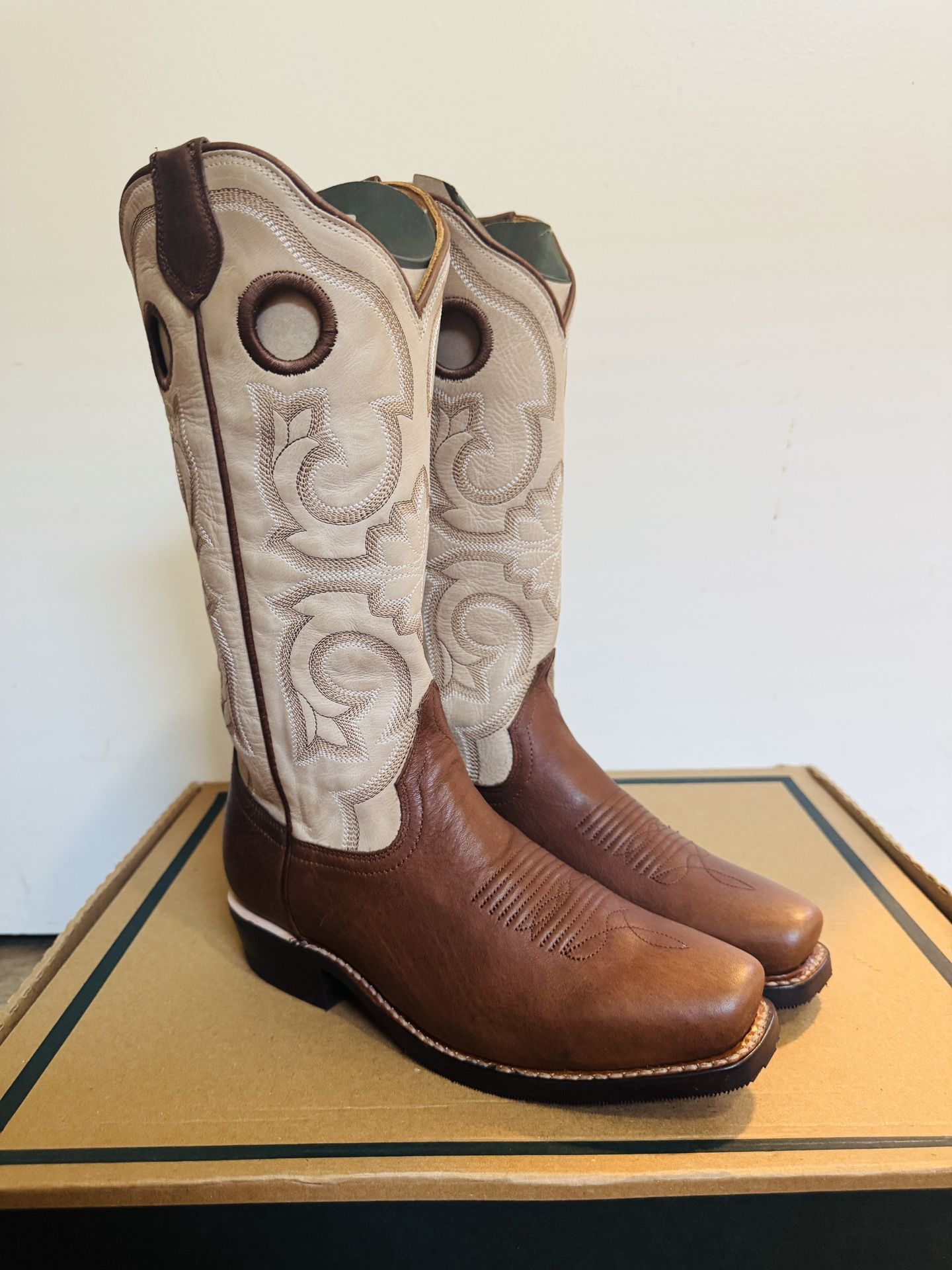 TECOVAS WOMENS 6.5 THE MARION CAFE PEARL COWHIDE BOOTS