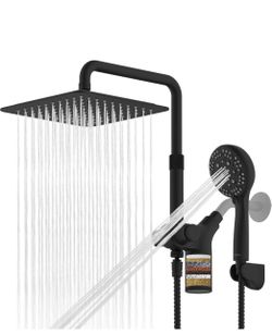 Black Rain Shower Head Combo with Filter
