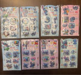 8 packs of glitter water Stitch stickers -NEW!