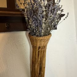 Vintage Bamboo Knife Sheath Woven Wall Basket