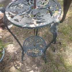 Rare Ornate Cast Aluminum Bistro Table