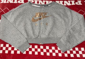 Nike Air Crop Top Crewneck Sweater Gray and Rose Gold Back Zipper