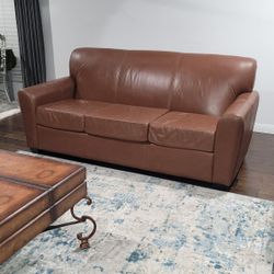 Leather Sofa Couch With Ottoman Saddle Color Good Condition Price Is Firm Cash Only 