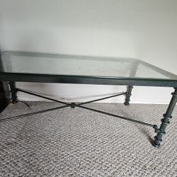 Glass Coffee Table With Metal Base