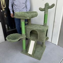 New In Box 43 Inch Tall Car Tree Scratcher Kitten Or Adults Cats Scratching Post Pet Furniture House Cactus Design