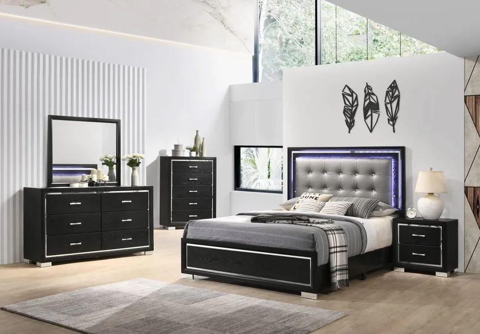 black queen & king 5pcs bedroom set
