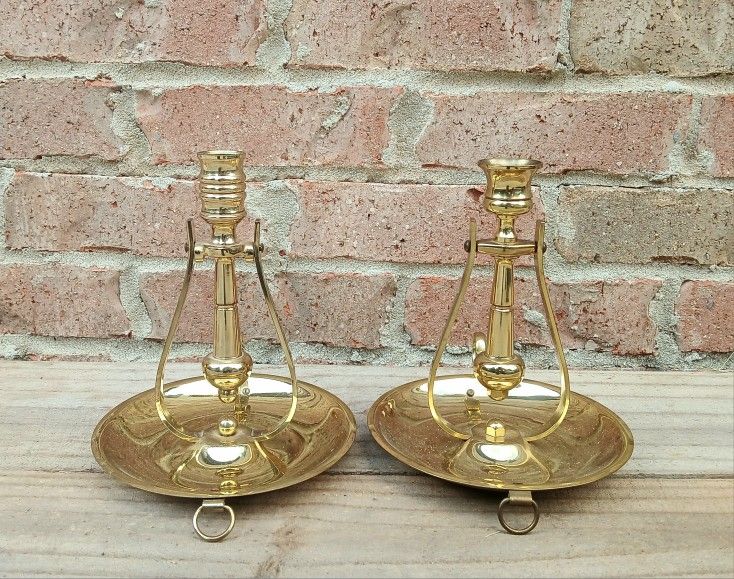 Vintage Baldwin Brass Solid Ship's Gimbal Sconces