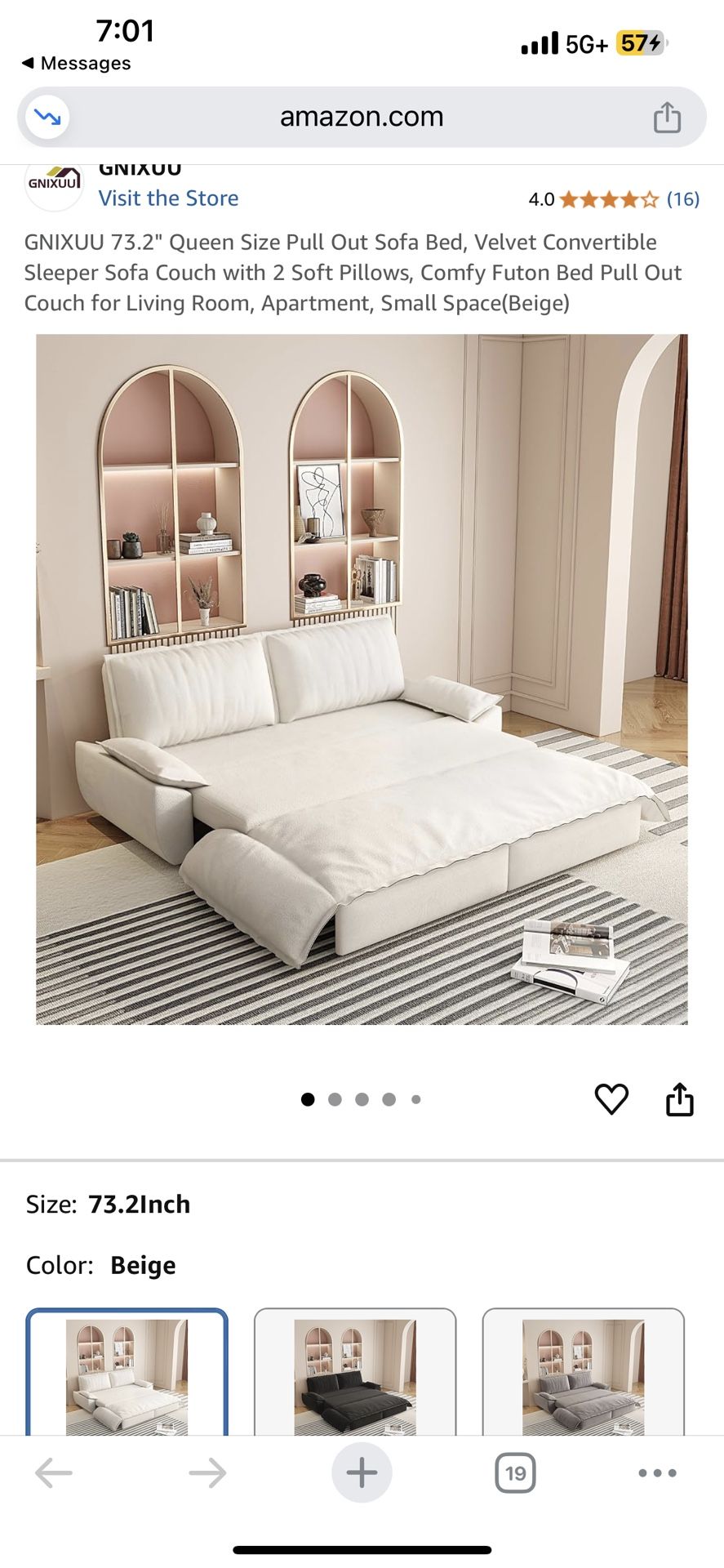 Queen Size Pull Out Sofa Bed, Velvet Convertible 