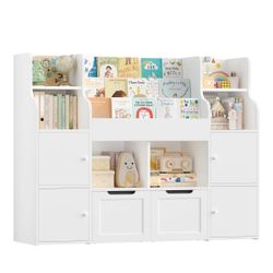Kids Bookshelf with Cubbies