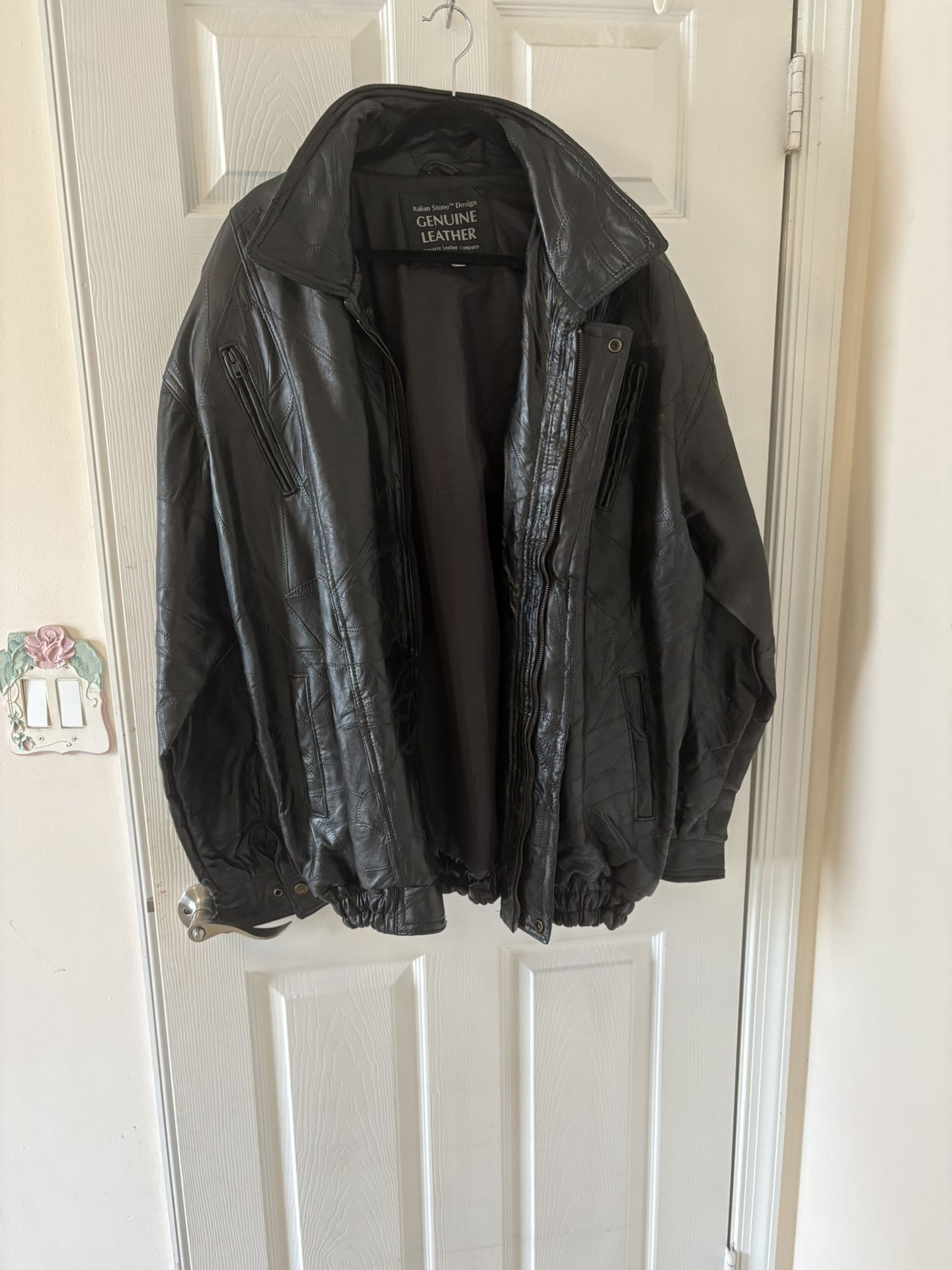 Men’s Black Leather Jacket 2XLT
