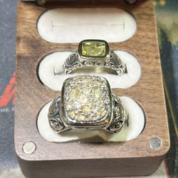 John Hardy 18k Gold N 925 Silver Multi Stone Dot Ring 