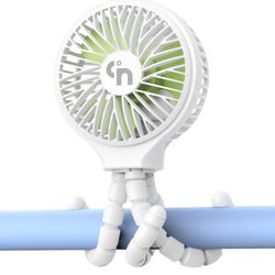 Brandnew Battery Operated Stroller Fan Flexible Tripod Clip On Fan with 3 Speeds and Rotatable Handheld Rechargeable Personal Portable Fan for Baby Ca