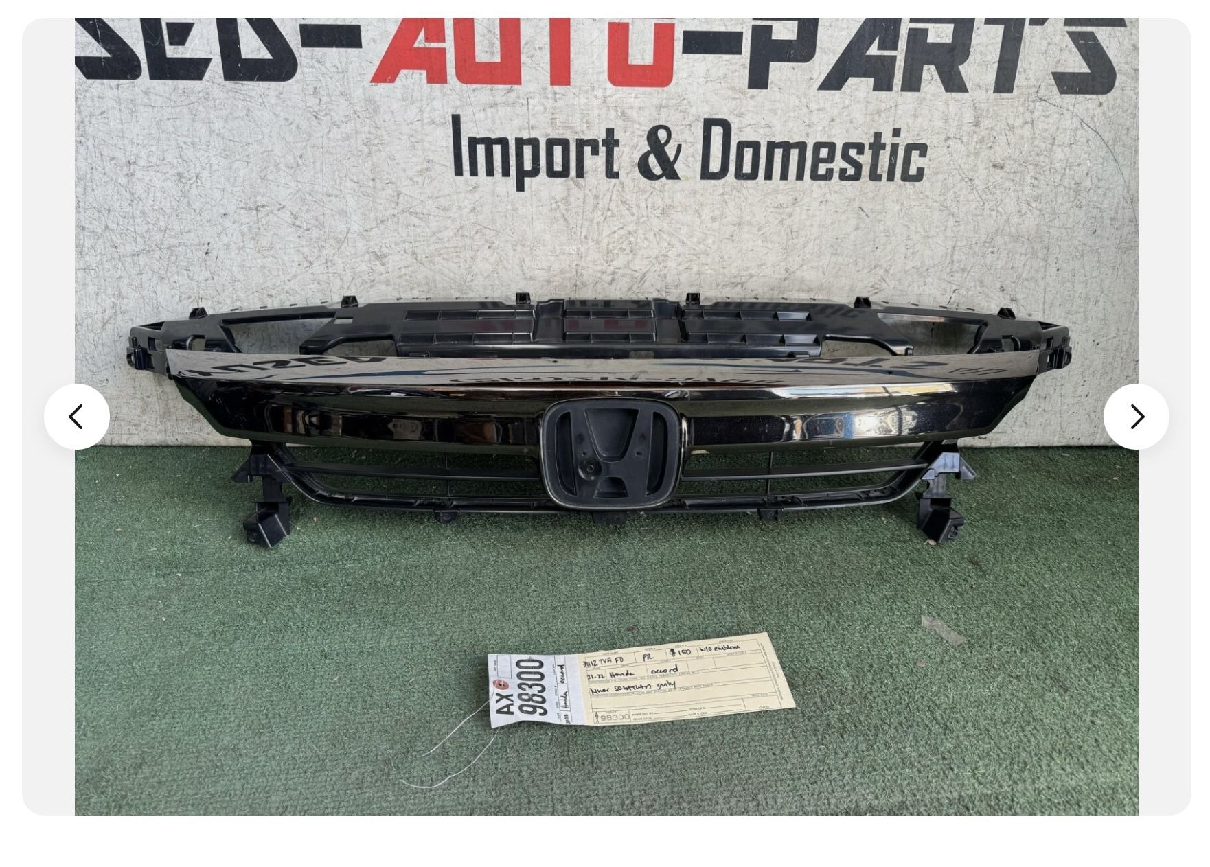 2021 - 2022 HONDA ACCORD FRONT BUMPER GRILLE OEM AX98300