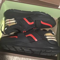 Burberry Check Suede Leather