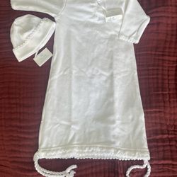 NEW Hand-Crocheted Baby Gown & Beanie Set - Perfect For Coming Home Or Baptism/Christening  