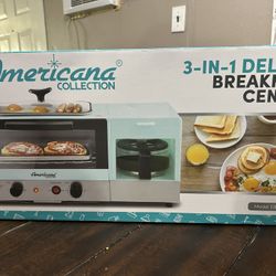 Americana, 3-in-1 Deluxe Breakfast Center, EBK8810BL, Light Blue