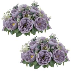 NUPTIO Artificial Flowers Ball Centerpieces: 2 Pcs 9.8 Inch Diameter Fake Kissing Rose Floral Balls For Wedding Party Bridal Shower Valentine Home - P