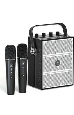 100W Powerful Voice Amplifier with 2 Wireless Microphones, Big Pro Sound Portable Speaker with Microphone, Bluetooth Speaker PA System Karaoke Machine