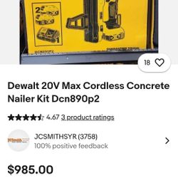 Dewalt Concrete Naligun 20v XR 