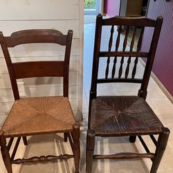 2 Vintage Cane Seat Chairs