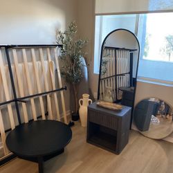 6ft mirror, Black Living room Coffee Table, And Nightstand 