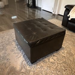 Faux Leather Ottoman Storage 