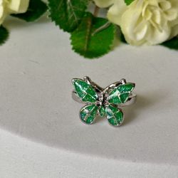 Green Butterfly Ring, Size 9
