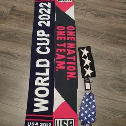 USA World Cup Scarves, Headband, & Bottle insulator lot