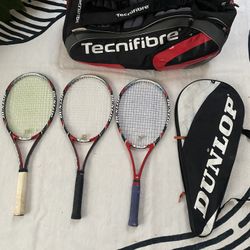 3 Tennis Rackets With Tennis Bag