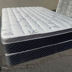 Queen Euro Bamboo Collection Pillow Top Mattress And Boxspring!
