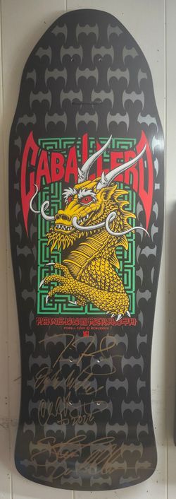Urethane Autographed 2018 Steve Caballero Chinese Dragon "Bats/Bones" 1987 Street Cab reissue + Urethane chasing Horizons CD