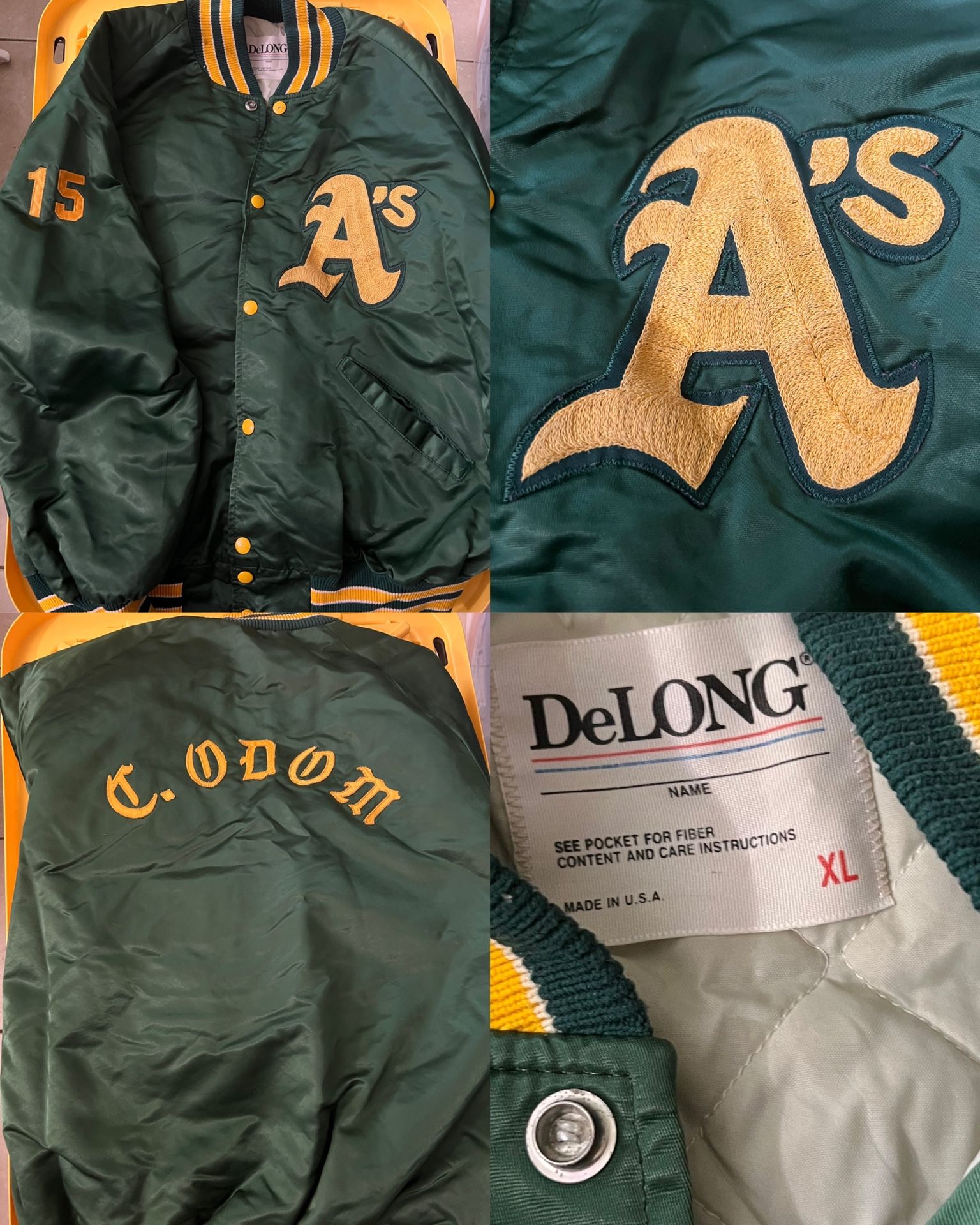 Vintage Odom Oakland A's Satin Jacket MLB Baseball DeLong Men’s XL