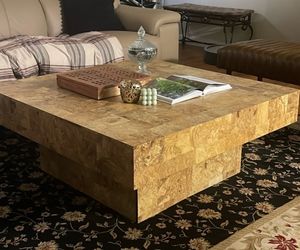 June Burl Veneer Square  Coffee Table
