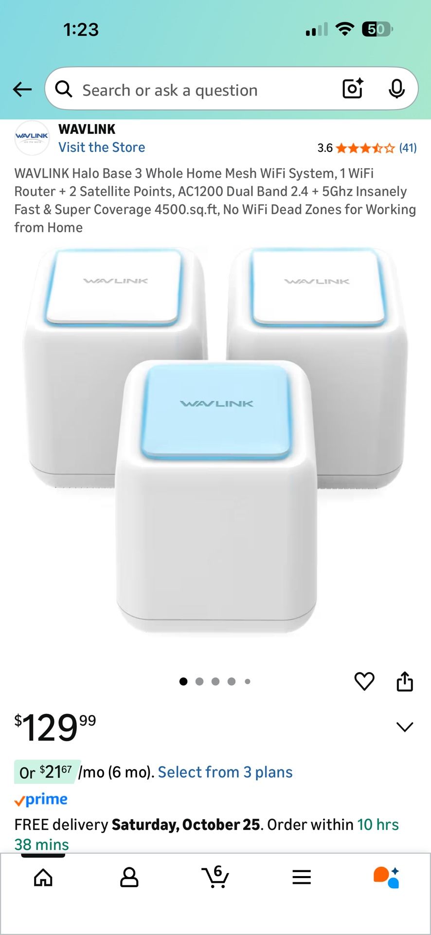 WAVLINK Halo Base 3 Whole Home Mesh WiFi System, 1 WiFi Router + 2 Satellite Points, AC1200 Dual Band 2.4 + 5Ghz Insanely Fast & Super Coverage 4500.s