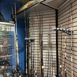 Fishing equipment fishing poles , fishing reels and other items. Come stop by and take a look!