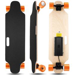 Caroma Electric Skateboard for Adults Youth, 350W and 12.4 MPH Top Speed, 8 Miles Max Range orange