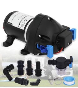 Upgraded RD RV Water Pump, 3.0 GPM 50-PSI 12V DC Triplex Diaphragm Self-Priming Water Pump with Strainer and Pressure Switch for RVs Boat Yacht