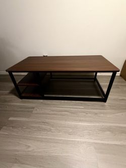 Industrial Coffee Table with Lower Shelf