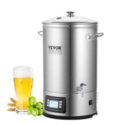 VEVOR Electric Brewing System, 8 GALLON Brewing Stock Pot, All-in-One Home Beer Brewer, 304 Stainless Steel Brewing Supplies with Panel, Includes Glas