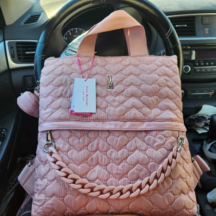 Isaac Mizrahi Pink Heart Quilt Backpack