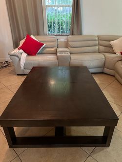 Large Dark Brown Wood Coffee Table 56inx42in