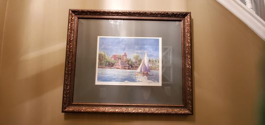 Original Key West painting in a gold frame