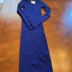 Blue long sleeve dress with tags