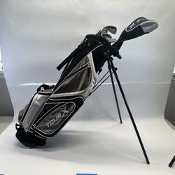 Tour X 5 Piece Golf Set W/ Grey Bag Stand w/ Carrying Strap Cooler Covers
