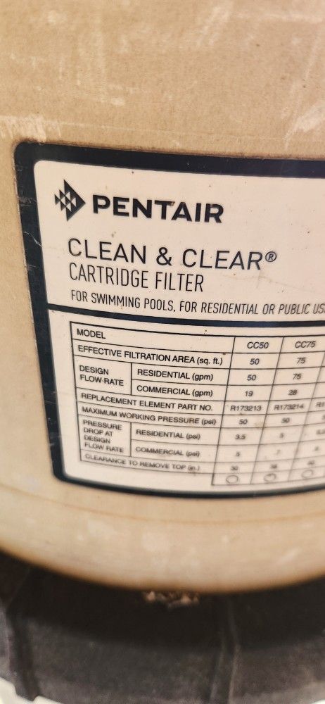Clean And Clear PENTAIR filter