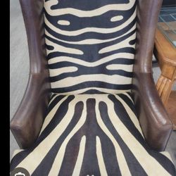 Beautiful Zebra Hair And Leather Chair 