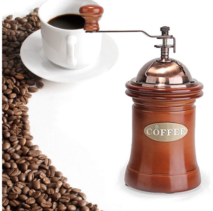 Coffee Grinder Manual, Wooden Coffee Mill with Ceramic Burr, Large Capacity, Cast Iron Hand Crank, Portable Adjustable Grinder By UnderReef